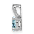 Sterling Silver Rhodium-Plated Aquamarine Pendant with Polished Oval Gemstone