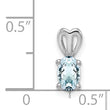 Sterling Silver Rhodium-Plated Aquamarine Pendant with Polished Oval Gemstone