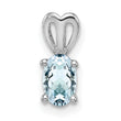 Sterling Silver Rhodium-Plated Aquamarine Pendant with Polished Oval Gemstone
