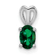 Sterling Silver Rhodium-Plated Emerald Pendant with Polished Finish May Birthstone