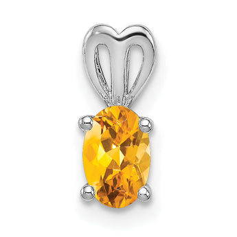 Sterling Silver Rhodium-Plated Citrine Pendant with Polished Finish
