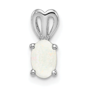 Sterling Silver Rhodium-Plated Opal Pendant with Polished Finish Elegant Design