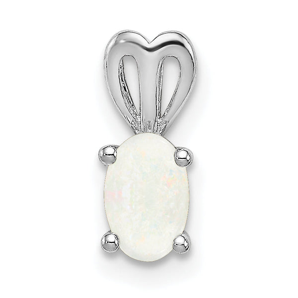 Sterling Silver Rhodium-Plated Opal Pendant with Polished Finish Elegant Design