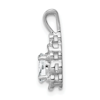 Sterling Silver Rhodium-Plated White Topaz & Diamond Pendant Elegant April Birthstone Design