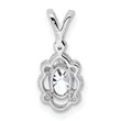 Sterling Silver Rhodium-Plated White Topaz & Diamond Pendant Elegant April Birthstone Design