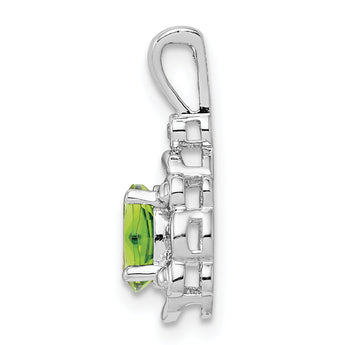Sterling Silver Rhodium-Plated Peridot & Diamond Pendant August Birthstone Elegance