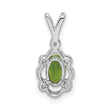 Sterling Silver Rhodium-Plated Peridot & Diamond Pendant August Birthstone Elegance