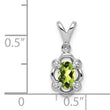 Sterling Silver Rhodium-Plated Peridot & Diamond Pendant August Birthstone Elegance