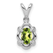 Sterling Silver Rhodium-Plated Peridot & Diamond Pendant August Birthstone Elegance