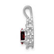 Sterling Silver Rhodium-Plated Garnet and Diamond Pendant Elegant January Birthstone