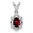 Sterling Silver Rhodium-Plated Garnet and Diamond Pendant Elegant January Birthstone