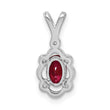 Sterling Silver Rhodium-Plated Pendant with Lab-Created Ruby & Diamond Polished Elegant Design