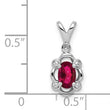 Sterling Silver Rhodium-Plated Pendant with Lab-Created Ruby & Diamond Polished Elegant Design