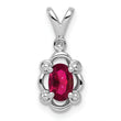 Sterling Silver Rhodium-Plated Pendant with Lab-Created Ruby & Diamond Polished Elegant Design