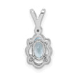 Sterling Silver Rhodium-Plated Aquamarine & Diamond Pendant