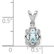 Sterling Silver Rhodium-Plated Aquamarine & Diamond Pendant