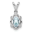 Sterling Silver Rhodium-Plated Aquamarine & Diamond Pendant