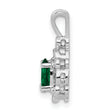 Sterling Silver Rhodium-Plated Created Emerald & Diamond Pendant from