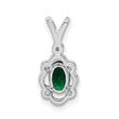 Sterling Silver Rhodium-Plated Created Emerald & Diamond Pendant from