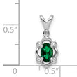 Sterling Silver Rhodium-Plated Created Emerald & Diamond Pendant from