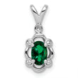 Sterling Silver Rhodium-Plated Created Emerald & Diamond Pendant from