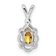 Sterling Silver Citrine & Diamond Pendant with Rhodium-Plated Polished Finish