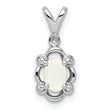 Sterling Silver Rhodium-Plated Opal and Diamond Pendant Elegant October Birthstone Charm