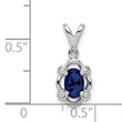 Sterling Silver Rhodium-Plated Sapphire & Diamond Pendant Polished & Elegant