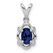 Sterling Silver Rhodium-Plated Sapphire & Diamond Pendant Polished & Elegant