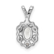 Sterling Silver Rhodium-Plated White Topaz & Diamond Pendant Elegant Oval Design