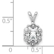 Sterling Silver Rhodium-Plated White Topaz & Diamond Pendant Elegant Oval Design