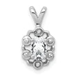 Sterling Silver Rhodium-Plated White Topaz & Diamond Pendant Elegant Oval Design