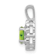 Sterling Silver Peridot & Diamond Pendant with Rhodium Polish August Birthstone Elegant Design