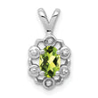Sterling Silver Peridot & Diamond Pendant with Rhodium Polish August Birthstone Elegant Design