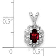 Sterling Silver Rhodium-Plated Garnet & Diamond Pendant, Polished Oval Design - Birthstone Company