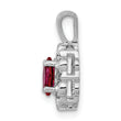 Sterling Silver Rhodium-Plated Ruby & Diamond Birthstone Pendant