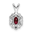 Sterling Silver Rhodium-Plated Ruby & Diamond Birthstone Pendant