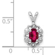 Sterling Silver Rhodium-Plated Ruby & Diamond Birthstone Pendant