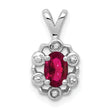Sterling Silver Rhodium-Plated Ruby & Diamond Birthstone Pendant