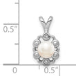 Sterling Silver Rhodium-Plated Pearl and Diamond Pendant Elegant June Birthstone Necklace
