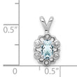 Sterling Silver Rhodium-Plated Aquamarine & Diamond Pendant Polished, March Birthstone
