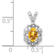Sterling Silver Rhodium-Plated Citrine & Diamond Pendant Elegant November Birthstone Design