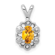 Sterling Silver Rhodium-Plated Citrine & Diamond Pendant Elegant November Birthstone Design