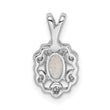 Sterling Silver 925 Opal & Diamond Pendant with Rhodium Plating Elegant October Birthstone