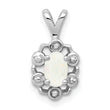 Sterling Silver 925 Opal & Diamond Pendant with Rhodium Plating Elegant October Birthstone