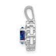 Sterling Silver Rhodium-Plated Sapphire & Diamond Pendant Elegant September Birthstone