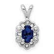 Sterling Silver Rhodium-Plated Sapphire & Diamond Pendant Elegant September Birthstone