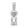 Sterling Silver 925 Rhodium-Plated White Topaz & Diamond Pendant, Polished Finish.