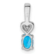 Sterling Silver Blue Topaz and Diamond Pendant with Rhodium-Plated Finish