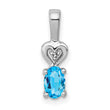 Sterling Silver Blue Topaz and Diamond Pendant with Rhodium-Plated Finish